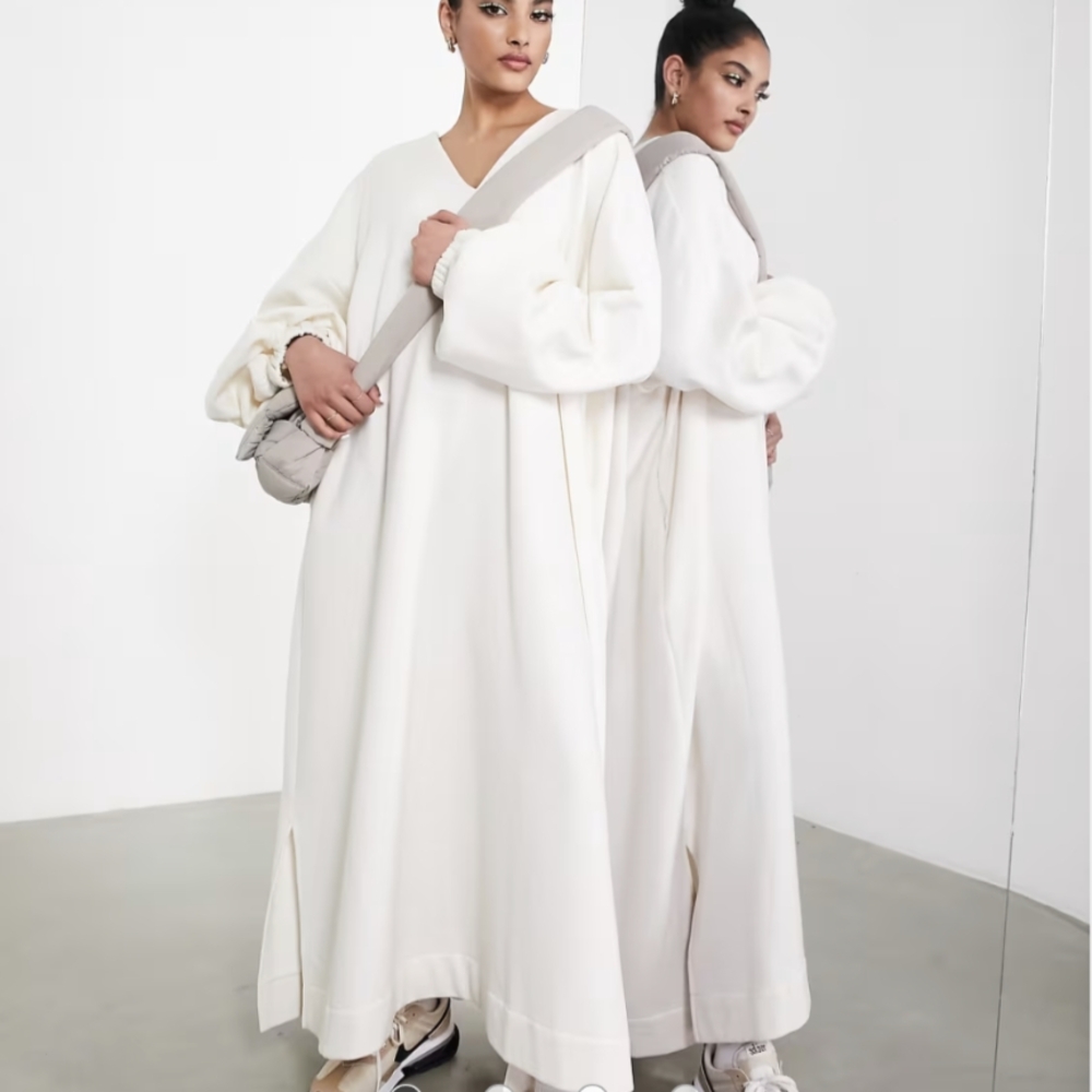 White Sweatshirt Maxi Dress